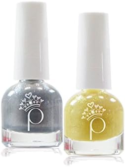 Princessible Children Nail Polish Set Twin Colors: Fanny Flitter (Silver Glitz) + Gloria Glitter (Gold Glitz) - washable + non-toxic!