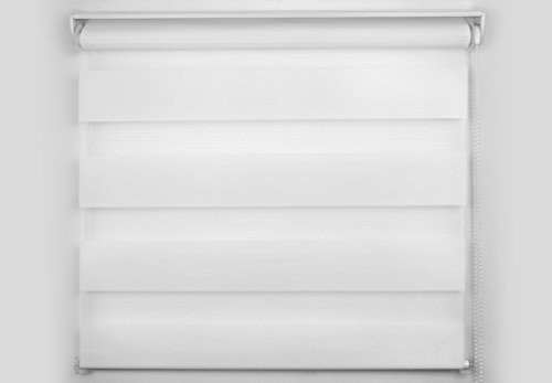 SHINY HOME® Fensterrollo Duo-Rollo Sonnenschutzrollo 100*150CM Weiß Doppelrollo Klemmfix inkl Klemmträger für Fenster, Tür Verdunklungsrollo - 4