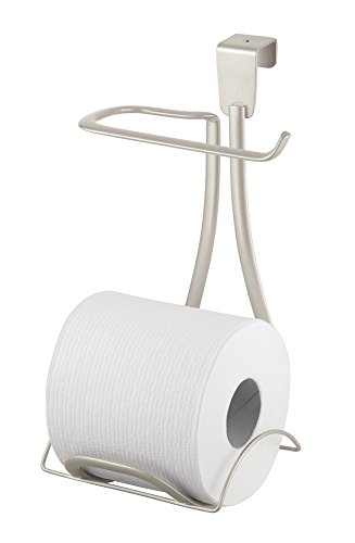 mDesign Toilettenpapierhalter ohne Bohren - Klorollenhalter fürs Badezimmer - Farbe: Satiniert - Papierrollenhalter zum Hängen über den Spülkasten