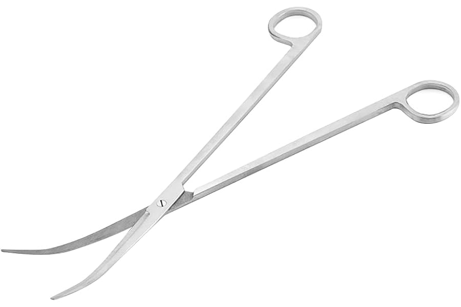 JIHUOO Stainless Steel Aquarium Scissors Fish Tank Plant Scissors Long Curved Aquarium Scissors Aquarium Plant Trimming Scissors Fish Tank Cleaning Tool