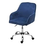 Mendler Chaise de Bureau HWC-F82 Fauteuil directorial, pivotant, Design rétro, Velours ~ Bleu