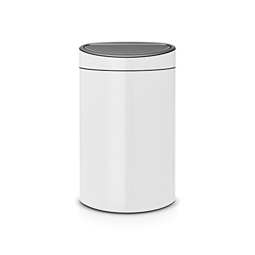 Brabantia 114984 Touch Bin New mit herausnehmbaren Kunststoffeinsatz, 40 L, Edelstahl, weiß, 32.8 x 48.3 cm