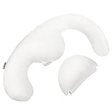 LANGRIA Schwangerschaftskissen Lagerungskissen Ergonomisch Konturierte Seitenschläferkissen mit Verstellbaren Halbmond-Stützkissen (37,4 B x 24,8-29,5 Dx 6,3 H Zoll) Weiß - 3