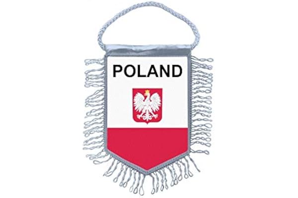 Akachafactory Fanion Mini Drapeau Pays Voiture Souvenir Blason Pologne Polska Aigle