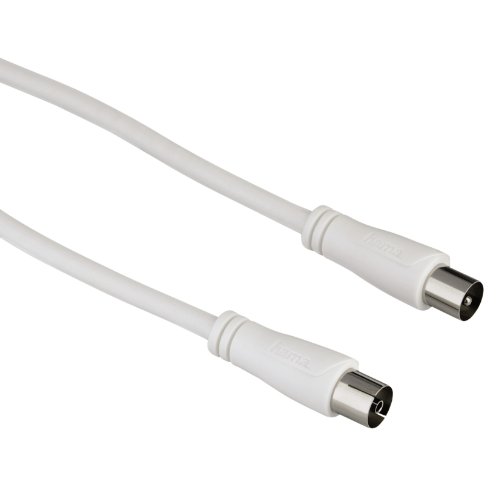 Hama 75122401 - Cable de antena coaxial macho/hembra (90 dB, 1.5 m), color blanco