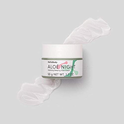HelloBody ALOÉ NIGHT Crème Hydratante Visage (50 ml) - Crème de nuit végane - Soin visage à l'huile de noyau de prune - Soin femme nourrissant - Aloe Vera