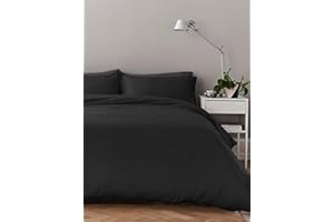BELDORA Anti-Allergy Anti-Bacterial Brushed Soft Touch Microfibre Duvet Cover & Pillowcase/s Bedding Bed Linen Set (Black, Double)
