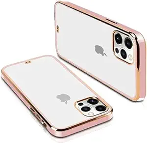 Insflug Chrome case for iPhone 11 Pro | Transparent case | Chrome case | Electroplating case Cover for Transparent -(Pink Border)