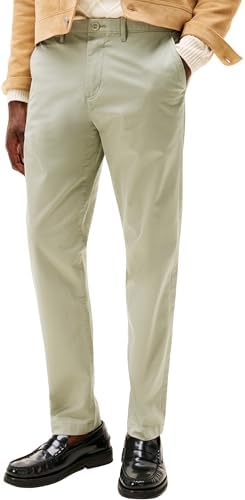 Tommy Hilfiger Uomo Pantaloni Chino Core Harlem Essential Twill Relaxed Fit, Verde (Grey Sage), 36W/30L