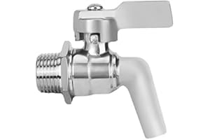 CAFOPGRILL Rubinetto per birra alla spina, Rubinetto per birra alla spina in acciaio inossidabile per distributore di bevande per vino a barile homebrew, gambo corto 1/2 in (rubinetto regolabile)