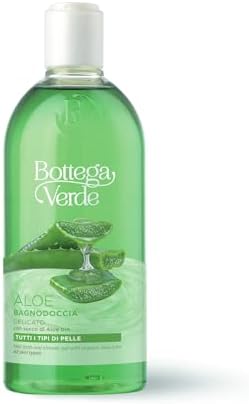 Bottega Verde - Aloe, Bagnodoccia Delicato, con Succo di Aloe Vera Bio, 400 ml, Deterge e Idrata con Delicatezza, per Tutti i Tipi di Pelle