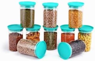 YouBee® Air Tight Kitchen Storage Container for Rice | Dal | Atta, BPA-Free, Flour | Cereals | Snacks | Stackable | Modular, Round, 900 Ml Set 10 (Blue)