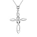 Produktbild HFJ&YIE&H Kreuz Halskette 925er Sterling Silber Keltischer Knoten Kreuz Infinity Heart Liebe Anhänger Halskette für Frauen und Mädchen Geschenkbox 18"Kette