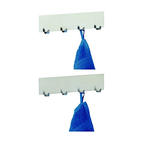 WENKO 4480010100 Hakenleiste Esperia matt – 4 Haken, selbstklebend, Edelstahl rostfrei, 19 x 2 x 4.2 cm, Matt - 3