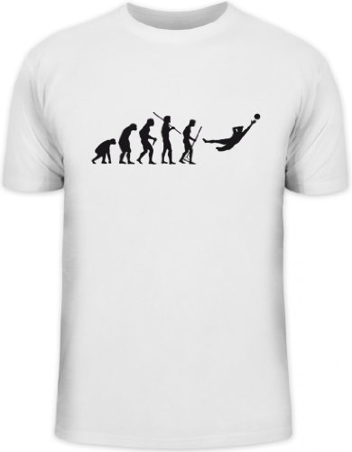 Shirtstreet24, EVOLUTION TORWART, Fußball Fussball EM WM Herren T-Shirt Fun Shirt Funshirt, Größe: S,weiß