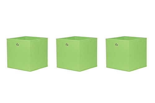 Intertrade 1537 Faltbox 3-er Set Btea 1 Stoff-Optik, 32 x 32 x 32 cm, grün