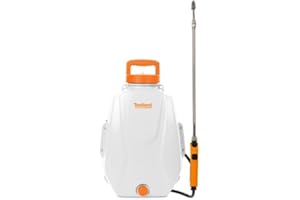 Toolland Pulvérisateur à Pression/pulvérisateur à Dos, électrique, Batterie Rechargeable, Lance télescopique, buse réglable, bandoulières rembourrées, 12 litres, Blanc/Orange/Noir