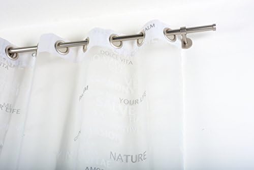 InCasa Curtain Pole: 20 mm Without Rings, Length 280 cm, Satin Steel-Complete, Stainless, Grey