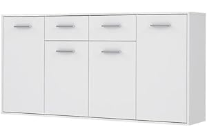 Forte Cómoda ANTUZA Ancho x Alto x Profundidad: 162,3x88,1x34,2, Material de Madera, Blanco, Grande