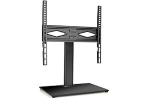 Futura Universal TV Stand, Swivel & Height Adjustable Table TV Stands for 24–60 Inch TVs, Tempered Glass Base Pedestal TV Stand with Bracket, Max VESA 400x400mm, 45kg Load & Cable Management