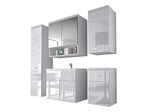 Badmöbel Set Bella II mit Waschbecken und Siphon, Modernes Badezimmer