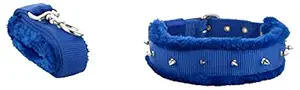 Skora Spike Dog Collar & Leash Blue - Large- 1.25 Inch