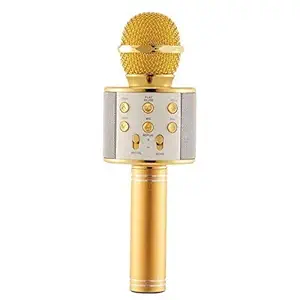 Rambot (Special 10 Year Warranty) Karaoke Singing Microphone MIC ws-858 Sound Recorder Song Lover Mic with Good Look Colour Gold Dashing Look Professional Karaoke System 360 Surround Sound