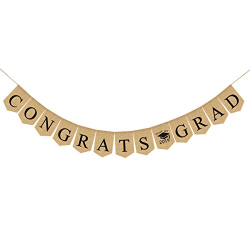 Amosfun Graduation Bunting Banner 2019 Graduation Party Decorations Garland Congratulations Sign Party Supplies 2pcs