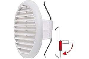 TLDSHOP® - Griglia ventilazione tonda PVC con molle e rete, per fori da Ø80-125 mm, Ø145mm (BIANCO)