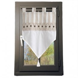 Lovely Casa RA11369001 Alphonsine Scheibengardine, Baumwolle, 90 x 60 cm, Farbe: Leinen