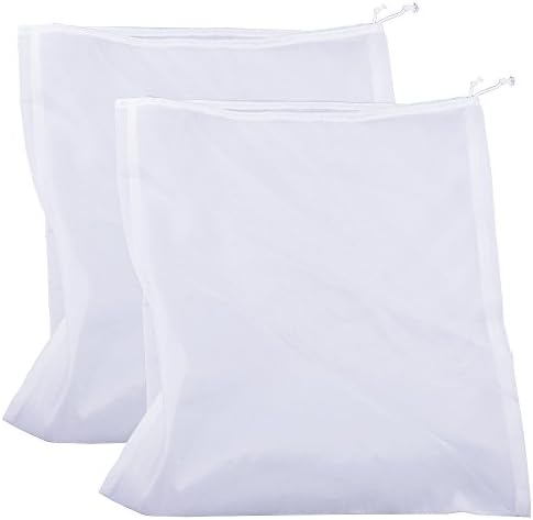 Therpin Reusable Nylon Fine Mesh Food Strainer Bag, All Purpose Food Grade Filter for Almond Milk, Coffee, Home Brewing, Hop, Juice (48cm x 42cm, 2 Pcs)