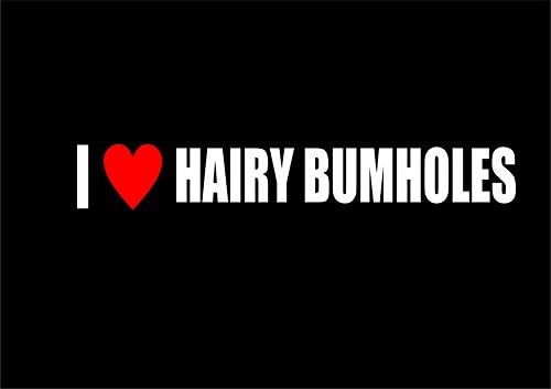114W I LOVE HAIRY BUMHOLES Funny Car Van Window Bumper Vinyl Decal Sticker