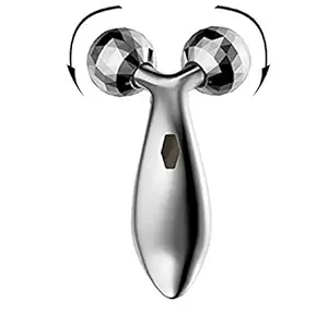 Body Massager/ 3D Manual Roller Massager/ 360 Rotate Roller Face Body Massager/ Skin Lifting/ Wrinkle Remover and Facial Massage/ Relaxation and Skin Tightening Tool/ Uni-Sex (Silver)