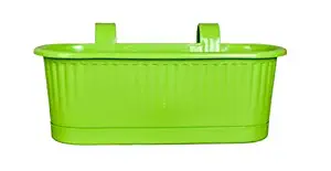 mastBus Plastic Railing Hanging Pots Planters for Balcony ( Medium , Green).