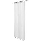 Beautissu® Transparenter Ösen-Vorhang Amelie – 140×245 cm Weiß Uni – Voile Dekoschal Gardine Ösenschal Fenster-Schal - 5