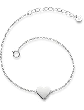 Glanzstücke München Damen-Armband Herz Sterling Silber 17 + 3 cm - Armkettchen mit Herz-Anhänger Silberkettchen...