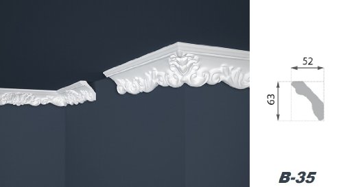 10 Meter Zierleisten Innendekor Dekorprofile Stuck Decke 52x63mm, B-35 - 2