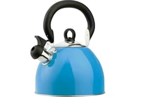 DWD ® Whistling Stainless Steel 2.5 Litre Travelling Kettle I Folding Handle I Flip & Pour Spout Cap I Camping Fishing Caravan Holiday Home I Retro Classic Lightweight
