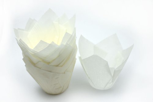 50 x magdalena molde papel tulipán blanco de Turtle Products