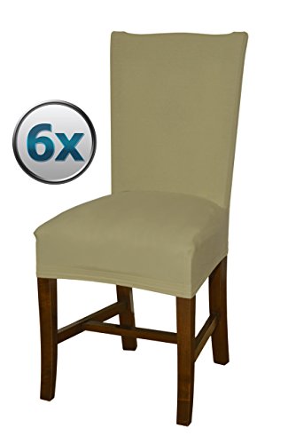 Bellboni - chair covers, fitted covers, fitted chair covers, bi-elastic, stretch, 6 Pack, cream