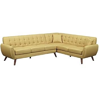 Mobilier Deco Canapé Dangle Scandinave En Tissu Jaune Pieds