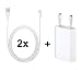 Produktbild myTech® Premium SUPER SET 3 in 1 - 2x iPhone Lightning Kabel 8 Pin auf USB Kabel / Ladekabel / Datenkabel für Apple iPhone 6 / 6 Plus / 5s / 5c / 5, iPad Air / iPad Air 2 / iPad mini / iPad mini 2, iPad 4, iPod touch 5G, iPod nano 7G, 1 Meter - Weiß + Premium Highspeed Netzteil