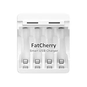 FatCherry Quick Smart AA AAA Battery Charger with 1A USB Input Port for Ni-MH Ni-CD Rechargeable Batteries