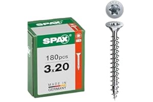 SPAX Vis universelle 3 x 20 mm, 180 pièces - Vis à bois, filetage total, tête fraisée, T-STAR Plus T20, pointe 4CUT, evêtement WIROX - 8000000286797