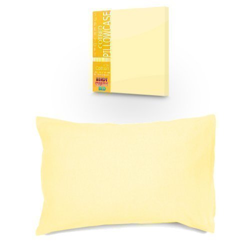 Childrens Pure 100% Cotton Cot / Cotbed Pastel Yellow Pillowcase