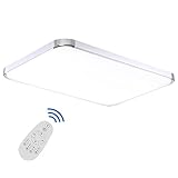 Spannung: AC 85V-265V 50/60HZ ETiME LED Deckenleuchte 96W Dimmbar Deckenlampe mit Fernbedienung Modern Wohnzimmer Lampe Schlafzimmer Küche Panel Leuchte 2700-6500K Silber (93x65cm 96W Dimmbar)