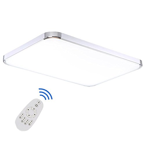 Preisvergleich Produktbild ETiME LED Deckenleuchte 96W Dimmbar Deckenlampe mit Fernbedienung Modern Wohnzimmer Lampe Schlafzimmer Küche Panel Leuchte 2700-6500K Silber (93x65cm 96W Dimmbar)
