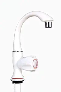 QUICK SILVER PVC Swan Tap for Kitchen/Bathroom Painted Wash Basins with Big Neck (White)