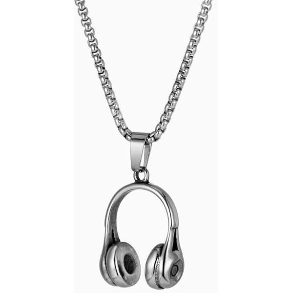 Silver Headphone Pendant Necklace - Hip Hop Punk Rock Music Charm, Stainless Steel Jewelry For Men & Women