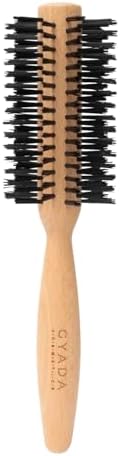 Gyada Cosmetics, Spazzola Rotonda Media, Ideale per Capelli Lunghi e Medio Lunghi, Antistatica, Resistente alle Alte Temperature, Manico Ergonomico, in Legno di Faggio